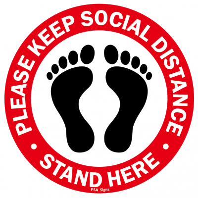 12*12 inch customized keep social distancing floor sticker sigh red sticker for school